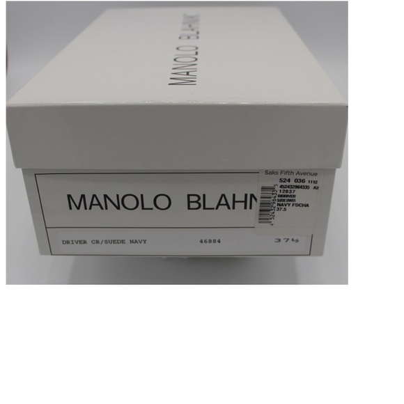 Manolo Blahnik Suede Driver, navy with fuchsia pink, size 37.5 - Picture 3 of 4